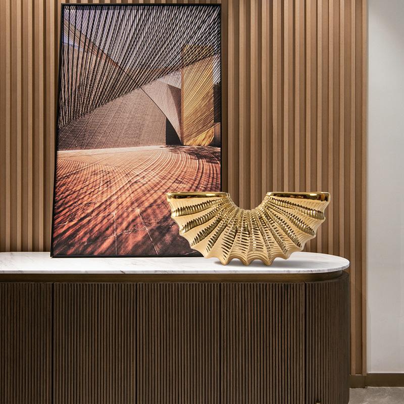 Золотая Раковина Керамическая Ваза Геометрический Полукруг Раковина Аксессуары для Цветочной Композиции Ваза для Цветов Украшение Гостиной