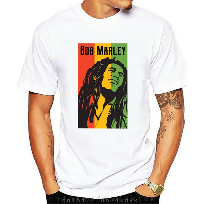 Male Summer Plus Size Streetwear Casual Short Sleeve Round Neck Cotton Reggae Star Bob Marley R