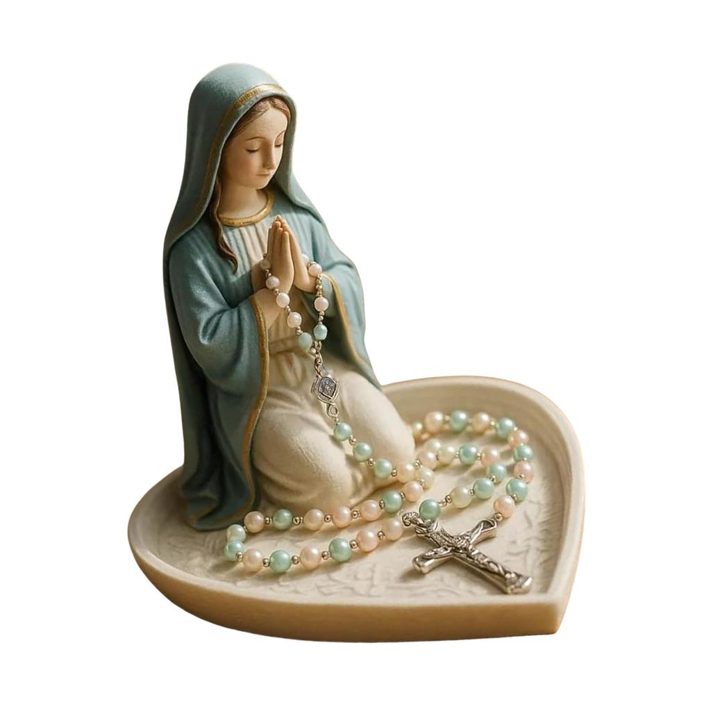 Elegant Holy Mother Father Statue Rosary Holder Tray Resins Prayer Box For Catholic Home Altar And Spiritual Decors