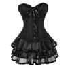 Caudatus Corset Plus Size Dress Skirts Set Tutu For Women Party Bustiers Costume Sexy Lace Up Vintage Corselet Clothing Black