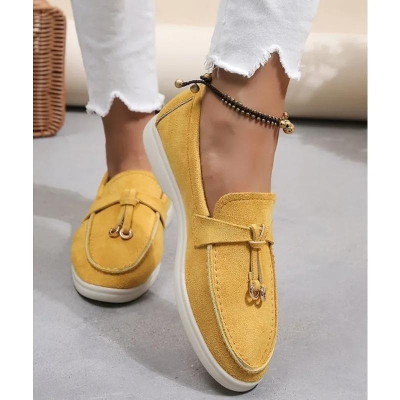 Женские весенние новые простые туфли с круглым носком и неглубоким вырезом на плоской подошве, нескользящие, удобные туфли из вулканизированной ткани для отдыха на открытом воздухе