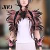 Feather Shawl 1 Set Fake Collar with Wrist Ring Gothic Style Imitation Adjustable Velvet Strap Hollow Out Lace Unisex Model Stage Show Performance