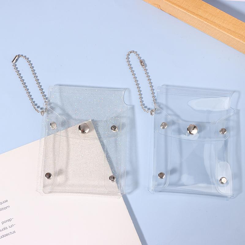 Мини-косметичка, симпатичная прозрачная косметичка с блестками, розовый брелок для ключей, косметичка-футляр