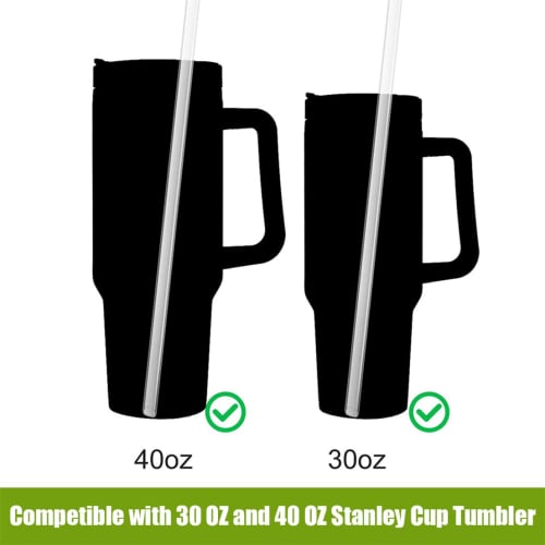 LAOJU Replacement Cup Straws for Stanley Tumblers, Clear Plastic Straws, 12-Inch Long, Reusable Straws with Cleaning Brush for Stanley 40oz and 30oz W