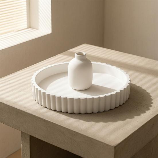 Круглый декоративный поднос для кофе, обеденного стола, столешницы, 3D-печатный сервировочный поднос с волнистым краем для фермерского дома, кухни, дома, гостиной
