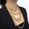 Stylish Punk Women Multi-layer Curb Chain Statement Necklace Rock Hip-hop Jewelry Gift Jewelry Decor