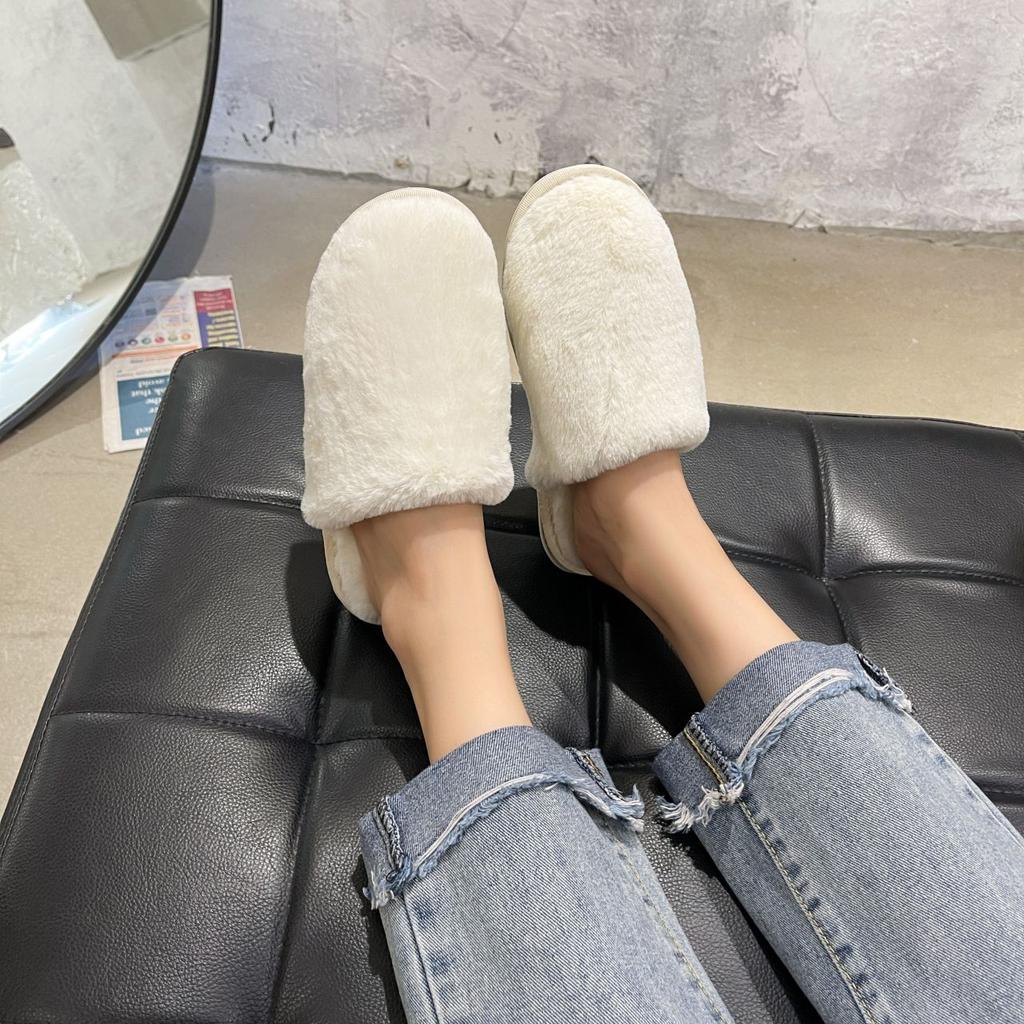 Fashion Household Simple Flat Bottom Home Indoor Warm Fluffy Slippers Women 2025 Autumn and Winter New Cotton Slippers Women