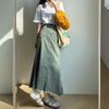 Elegant Raw Edge Female Summer Pear-shaped Large Size Cover Meat High Waist Thin Medium-length Fishtail Retro Comfortable Fashion Denim Bustier Skirt