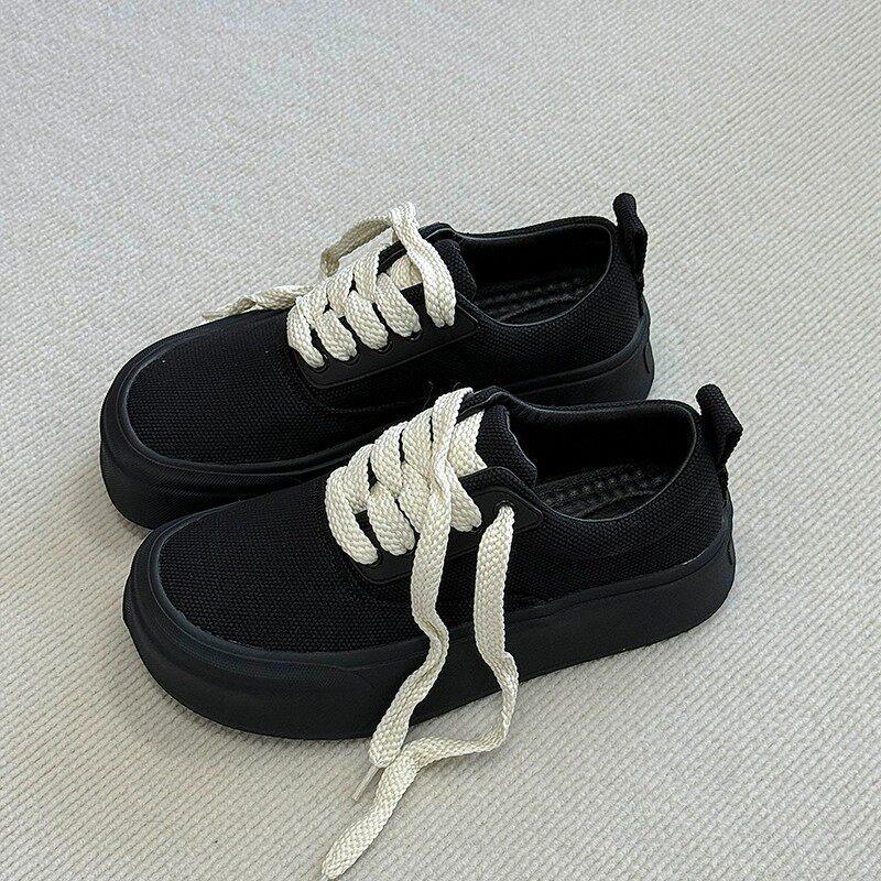 Casual Commuter Board Shoes Men'S British Style Summer Breathable Thick Sole Heightening Cleanfit Shoes Big Head Canvas Shoes