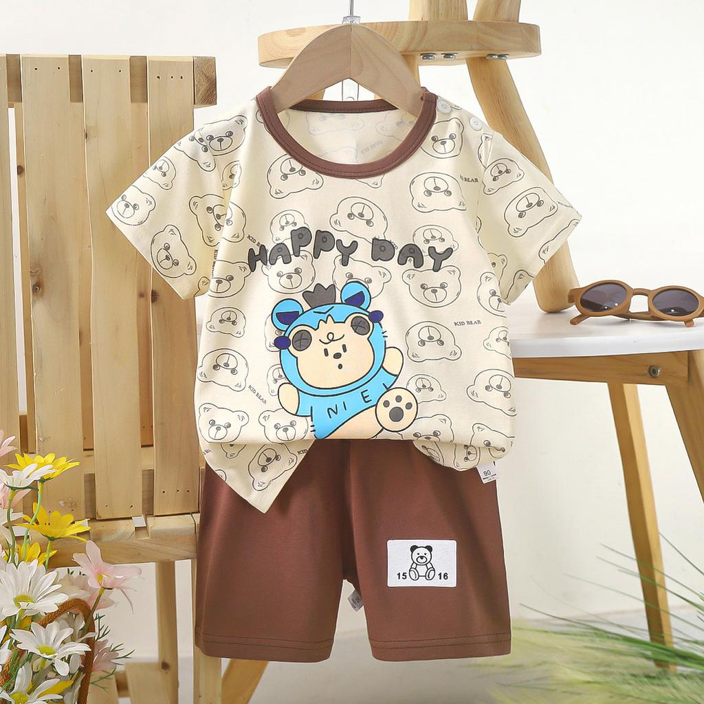 Children's Casual Short-sleeved Summer Cotton T-shirt Set for Boys and Girls