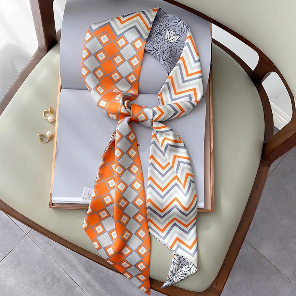 Длинный шелковый шарф-мешок, галстук, женская шея, узкие шарфы, повязка на голову, платок, принт лошади, брендовая женская шейная лента, весна, новинка