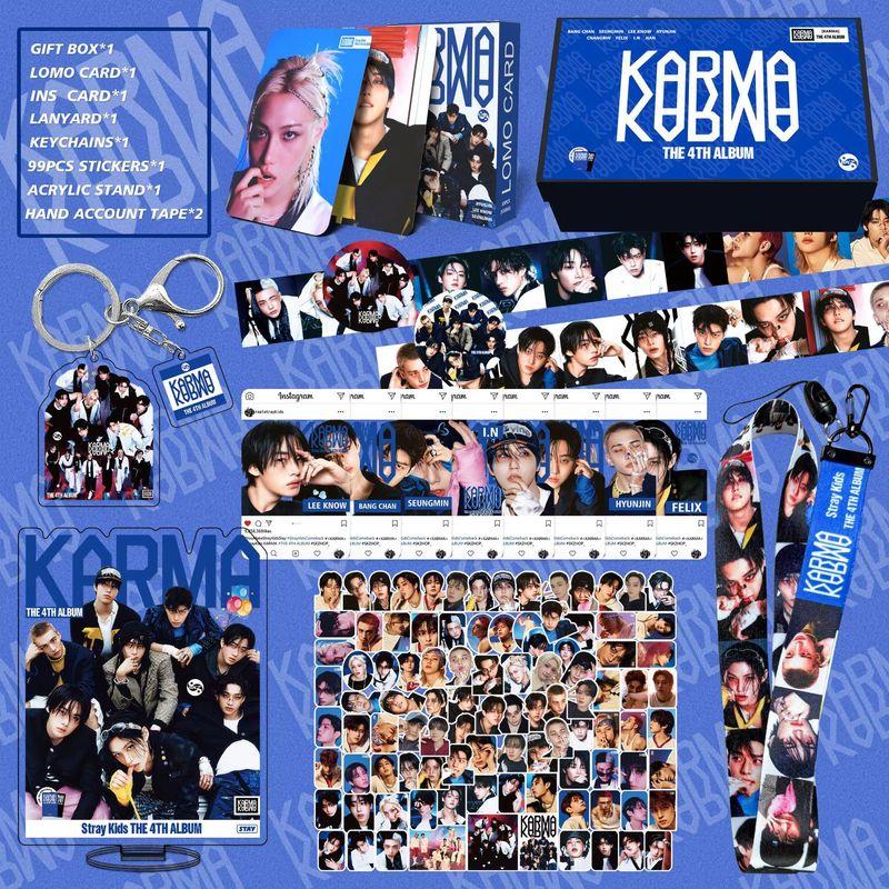 Skzoo Stray Kids Fan Gift Box With Karma Album Keychain Stickers And Peripheral Set Featuring Felix Hyunjin Collectibles