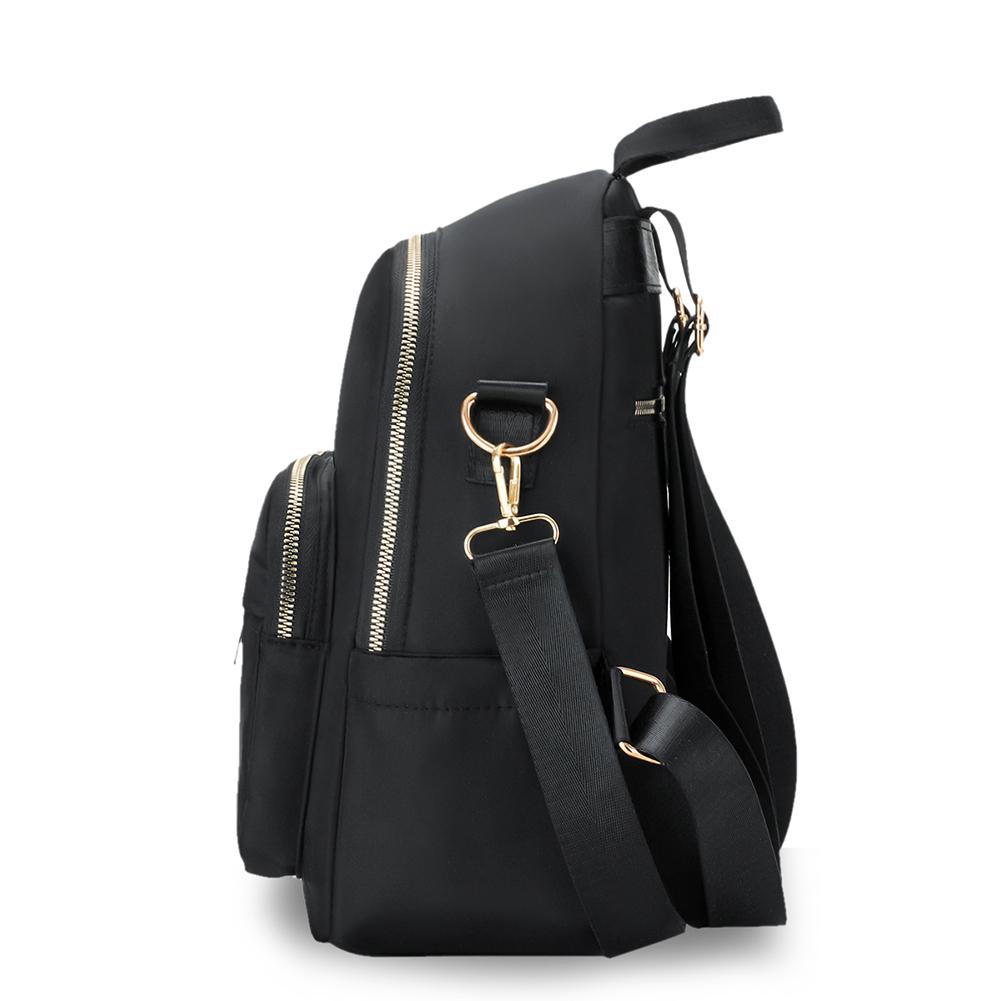 Женский нейлоновый однотонный рюкзак на молнии, сумка для ноутбука большой емкости (черный)