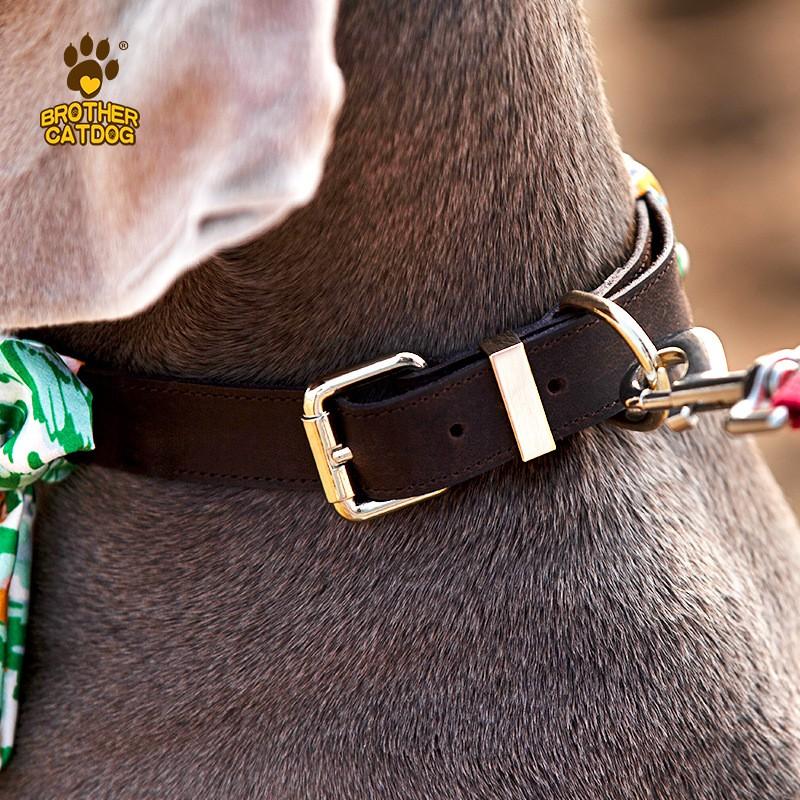 Dog Collar Leather Pet Medium Large Dogs Leash Set With Scarf Adjustable Sizes
