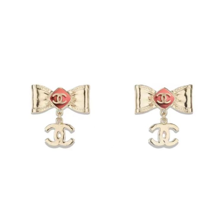 Chanel Pink Bow Logo Pendant Earrings Women earrings AB8224-B07962-NH965