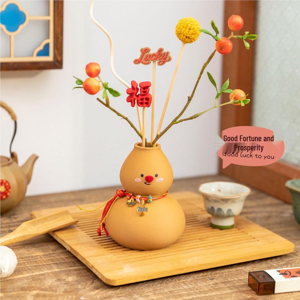 A'ying New Year Gourd Aroma Diffuser with Flower Sticks for Home and Office