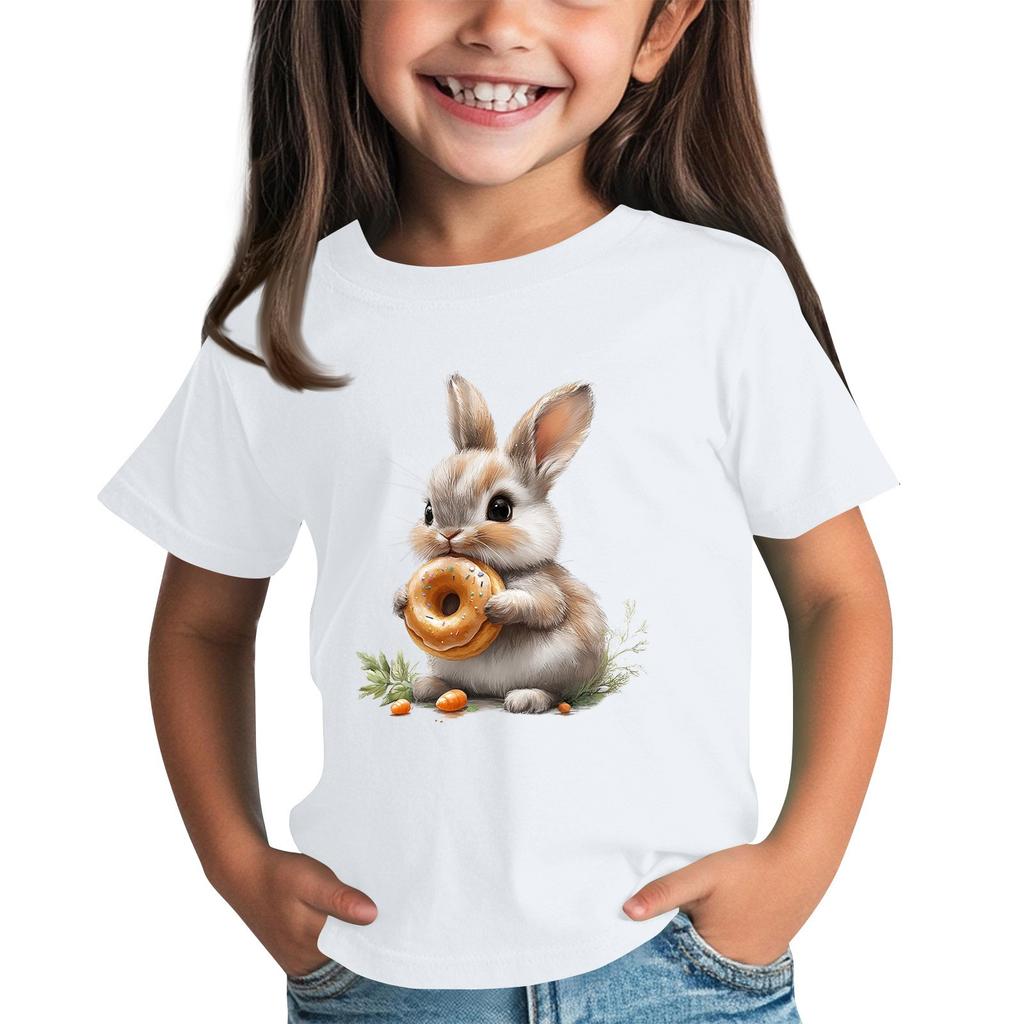 Детская футболка с коротким рукавом и принтом животных, повседневный топ