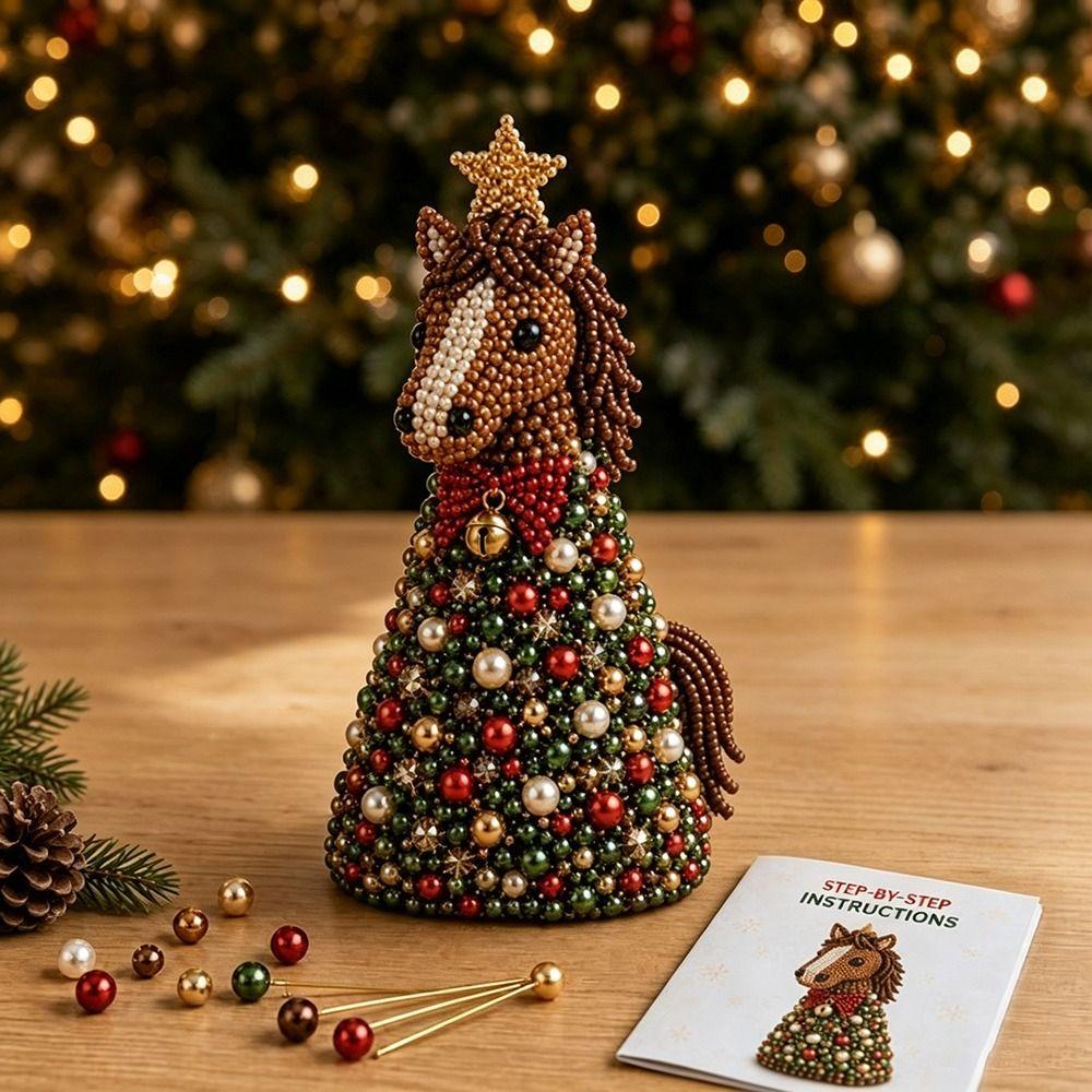 Crystal Beads Beaded Christmas Tree Kit Home Tabletop Size Holiday Bead Craft Kits Party Craft