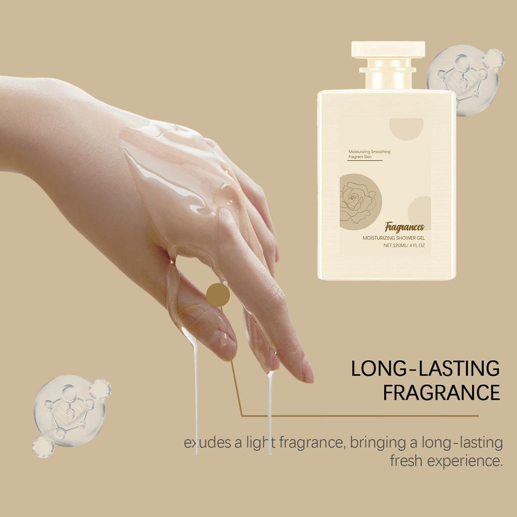 Rose Shower Gel Perfume Moisturizing Body Wash Lasting Care Skin Barrier Deep Moisturizing Clean Skin Mild Fresh Perfume Body Wash 300ML