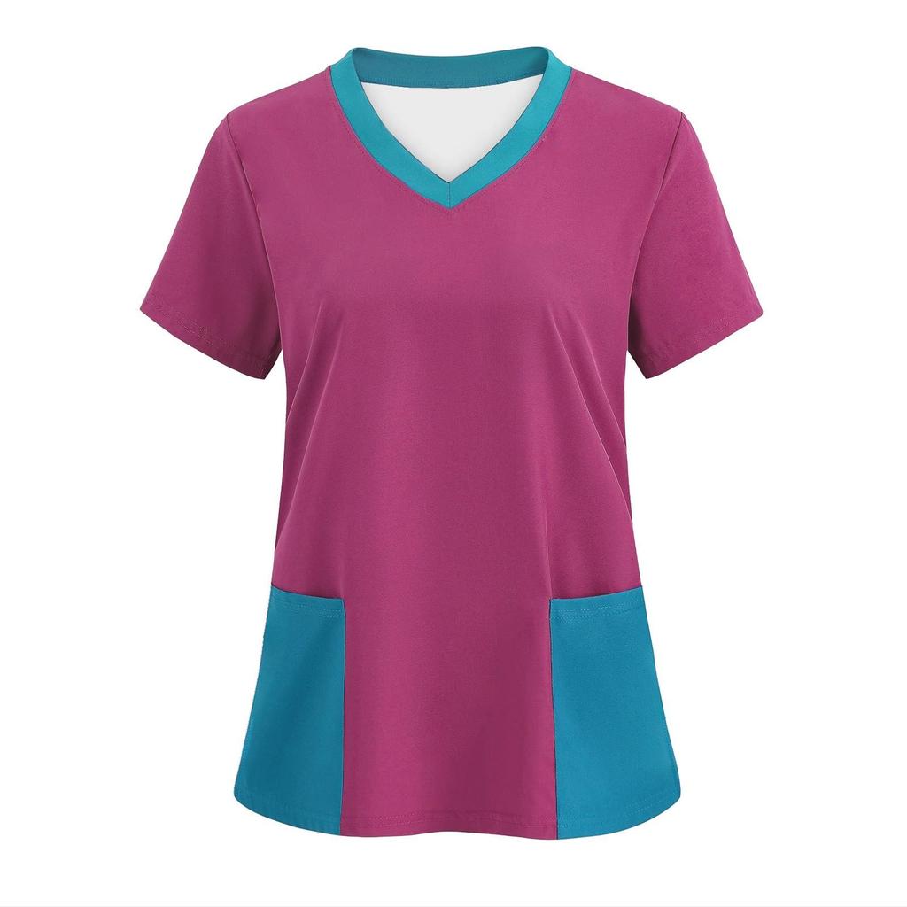 Женская модная одежда с V-образным вырезом, коротким рукавом, комбинезон с карманами, топы