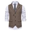 Mens Retro Vest Lapel Business Casual Single-Breasted Vest Slim Fit High Quality Mens Dress Wedding Male Tops