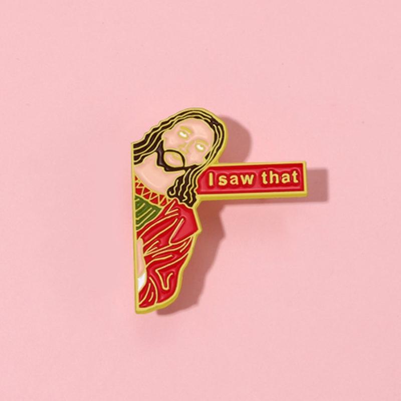 I Saw That Pins Backpack Funny Jesus Brooch Pins Clothes Brooch Schoolbag Accessories Badges Jewelry Gift for Women Men