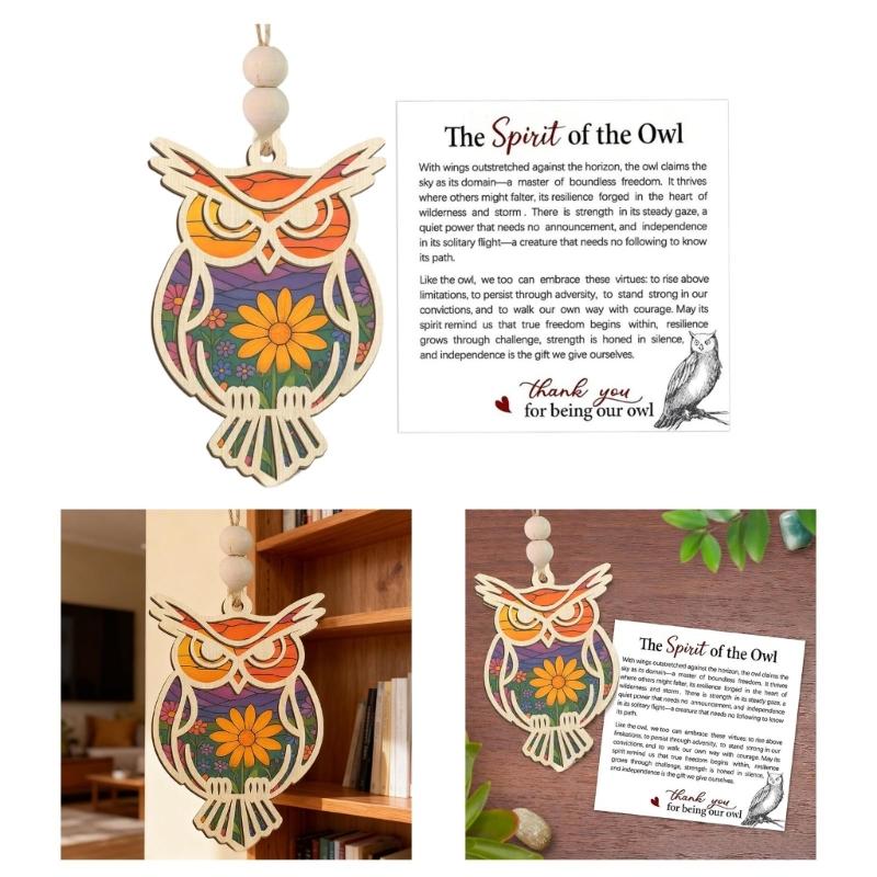 Elegant Owl Design Suncatchers with Story Card Door Window Decoration Perfect Gift for Special Event Outdoor Indoor
