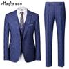 Plaid Print Men's Clothing Stylish Formal Suit 3 Piece Set Men Suit Business Office Wedding Suit Jacket+Pants+Vest Suits & Blazers