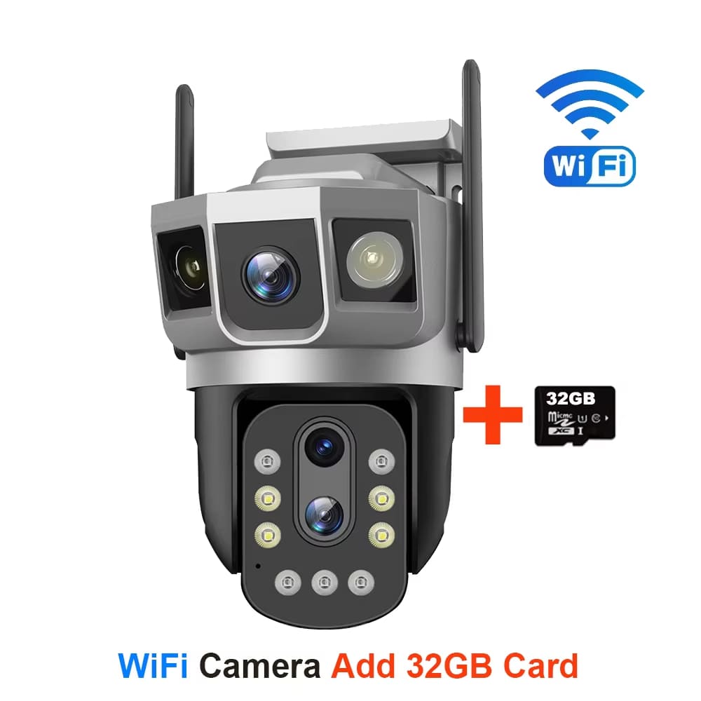 LS VISION 6K 12MP Wireless WIFI/4G IP Camera Three Lens 10X Optical Zoom CCTV Waterproof PTZ Auto Tracking Security Outdoors Webcam