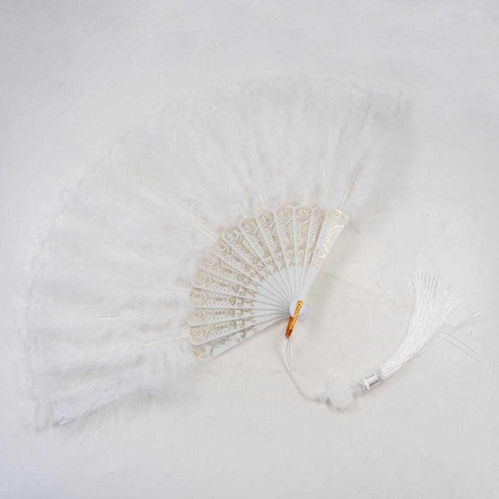 Веер из искусственных перьев в испанском стиле Ретро-веер с кружевом Реквизит для фото Складной веер Для танцевального выступления