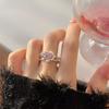 Trend Pink Love Heart Rings for Women Zircon Open Ring Irregular Rings Jewelry