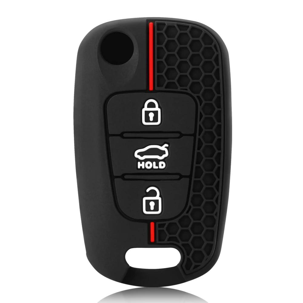 Силиконовый чехол для ключей с 3 кнопками для Kia Soul Venga Picanto Rio Sorento Ceed Sportage Для Hyundai i20 i30 Veloster ix20