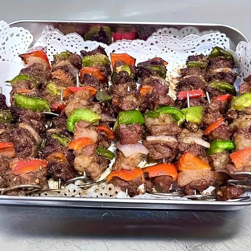 10/20Pcs Multifunctional Stainless Steel Barbecue Skewers Air Fryer Oven Vertical Baking Needle Baking Cooker Accessories