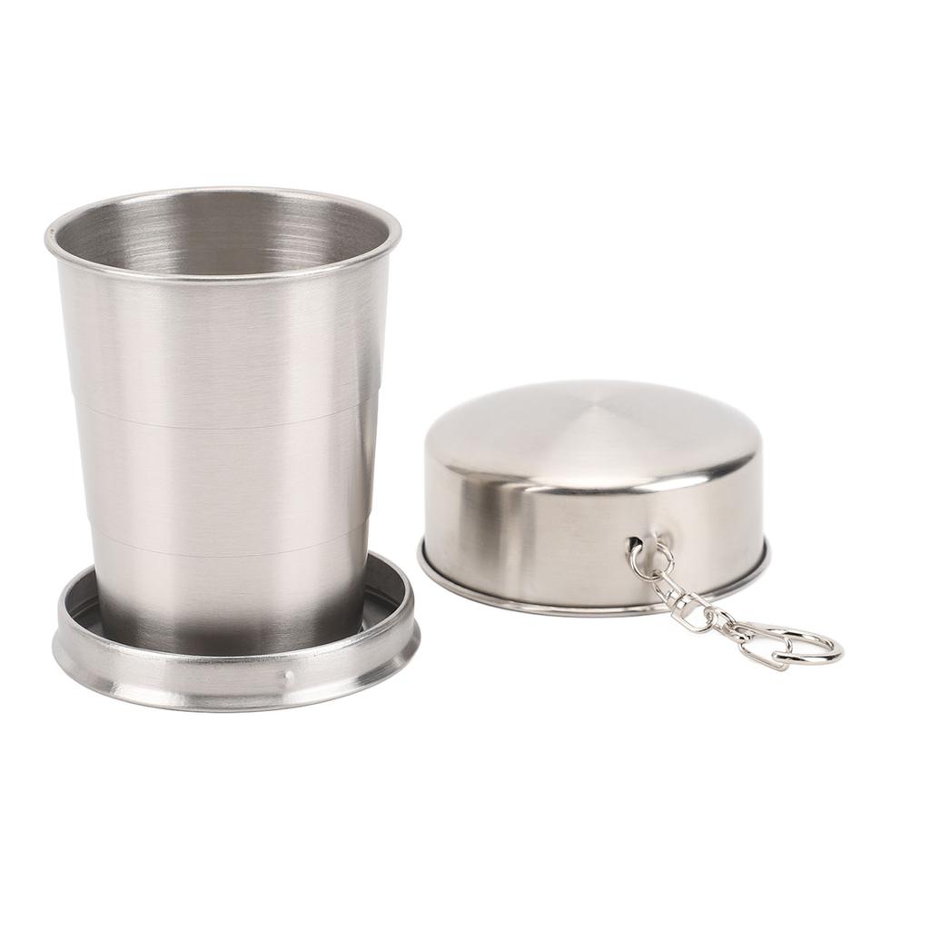 Stainless Steel Collapsible Cup Outdoor Travel Camping Portable Folding Cup with Keychain for Picnic