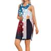 Sleeveless Loose Fit Star Print Dress Women’s Casual Tank Style Summer Dress with Side Slit and Gradient Pattern Design