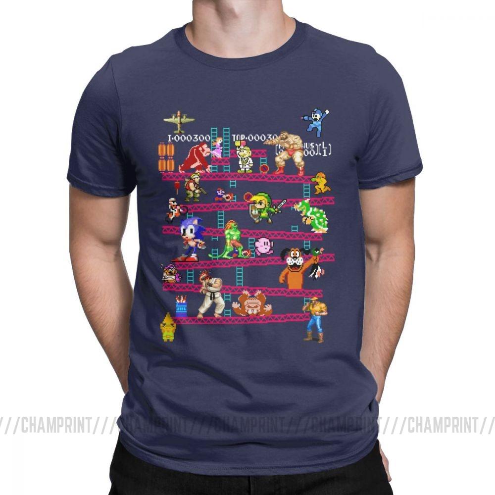 Men Arcade Game Collage T Shirts Console Game Vintage Style Tee Shirt Classic La Camiseta