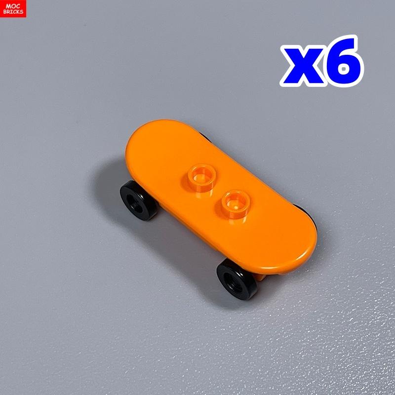 6 шт. Кубики MOC Игрок на скейтборде с колесами Парк Уличная сцена Строительные блоки 88422 42511 Пластиковый материал Детские игрушки Подарки
