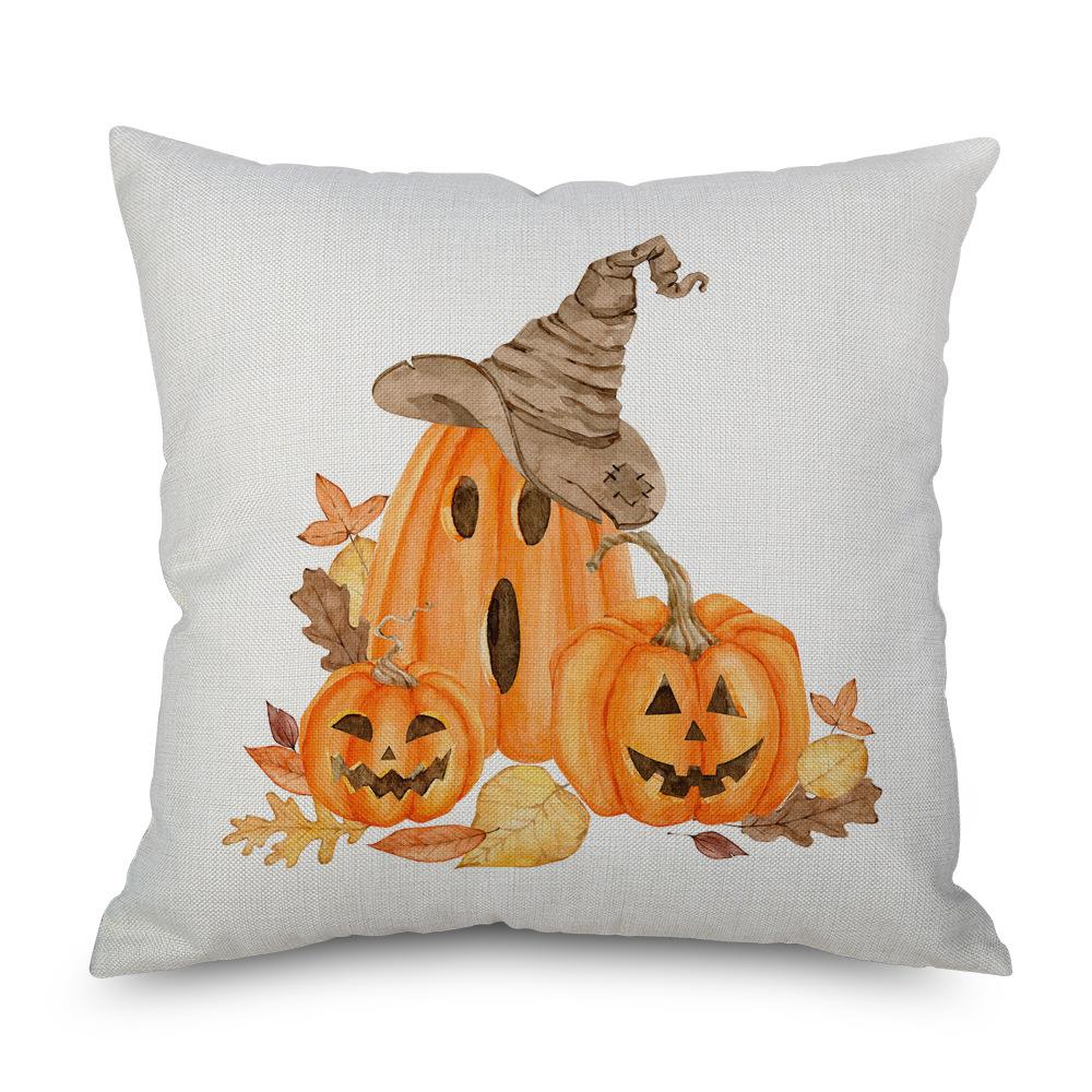 Halloween Linen Pillowcase Pumpkin Plaid Pillow Case for Bedroom Room Aesthetics Pillow Cover Luxury Designer Cushion Cover