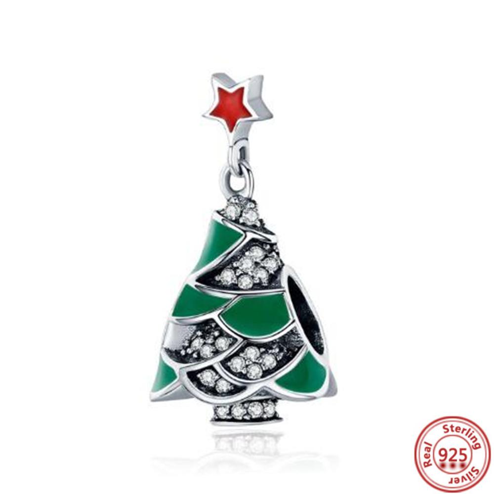 Новый Рождественский подарок 925 серебро Санта-Клаус дерево олень снеговик бусина подходит оригинальные подвески браслет Diy женские украшения 