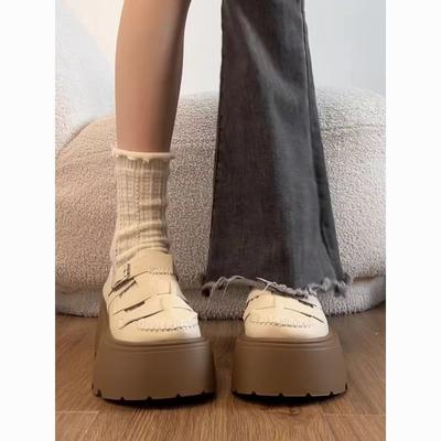 Женские сандалии-гладиаторы на толстой подошве, увеличивающие рост, универсальные, дышащие, летне-осенние, два способа носки, плетеные, с перфорацией, повседневные