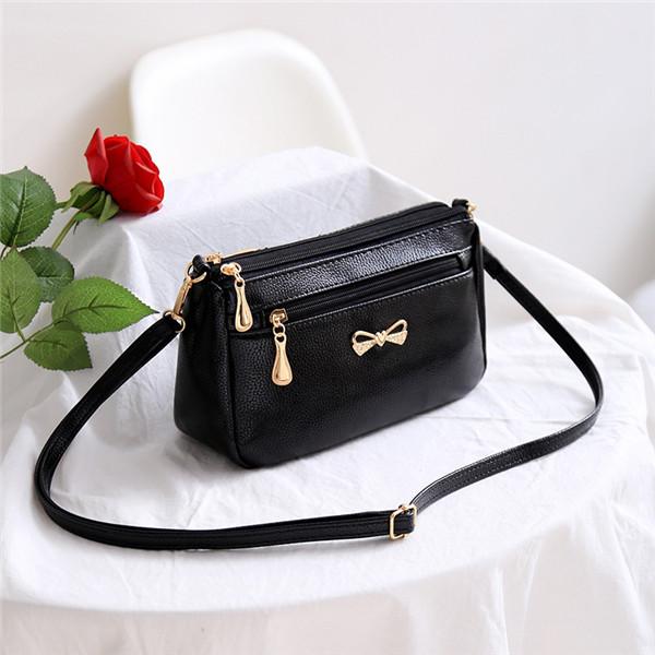 Women Shoulder Crossbody Bags Purse Bowknot PU Leather Messenger Handbags Small Phone Pocket