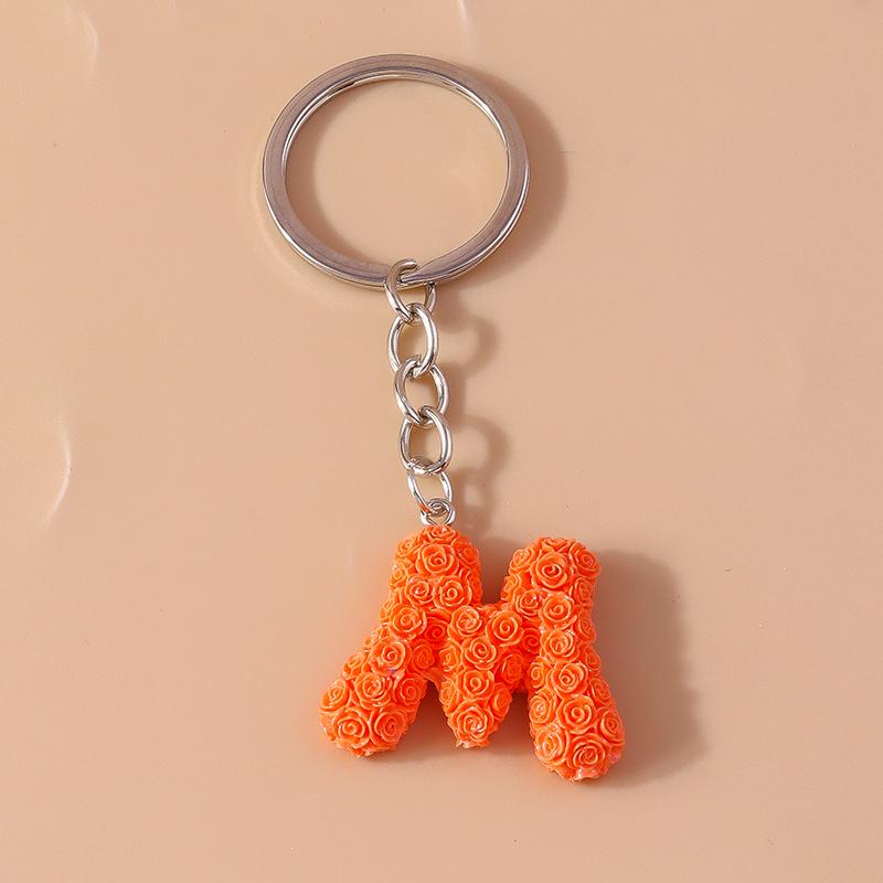 New Creative Flower Initial 26 Letter Keychain A-Z Alphabet Keyring Pendants for Women Girls Handbag Decor Jewelry Accessories