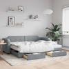 VidaXL Daybed with Trundle and Drawers Light Grey 80x200 Cm Fabric 3197665