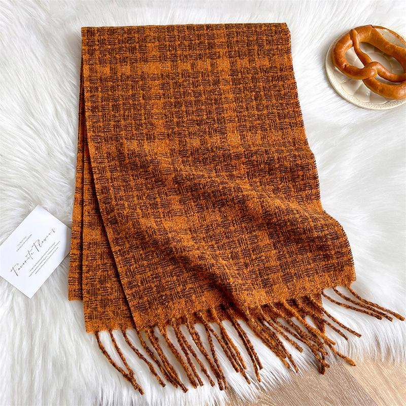 Winter Thick Warm Scarf Women Imitation Cashmere Shawls Pashmina Neckerchief Bufanda Female Plaid Hairy Tassel Echarpe New