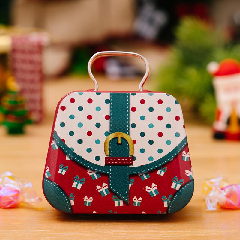 Christmas Decoration 2025 Metal Box Handbag Shape Tin Jar Jewelry Storage Case Kids Gift Can Storage Boxes 2026 Xms Party Decors