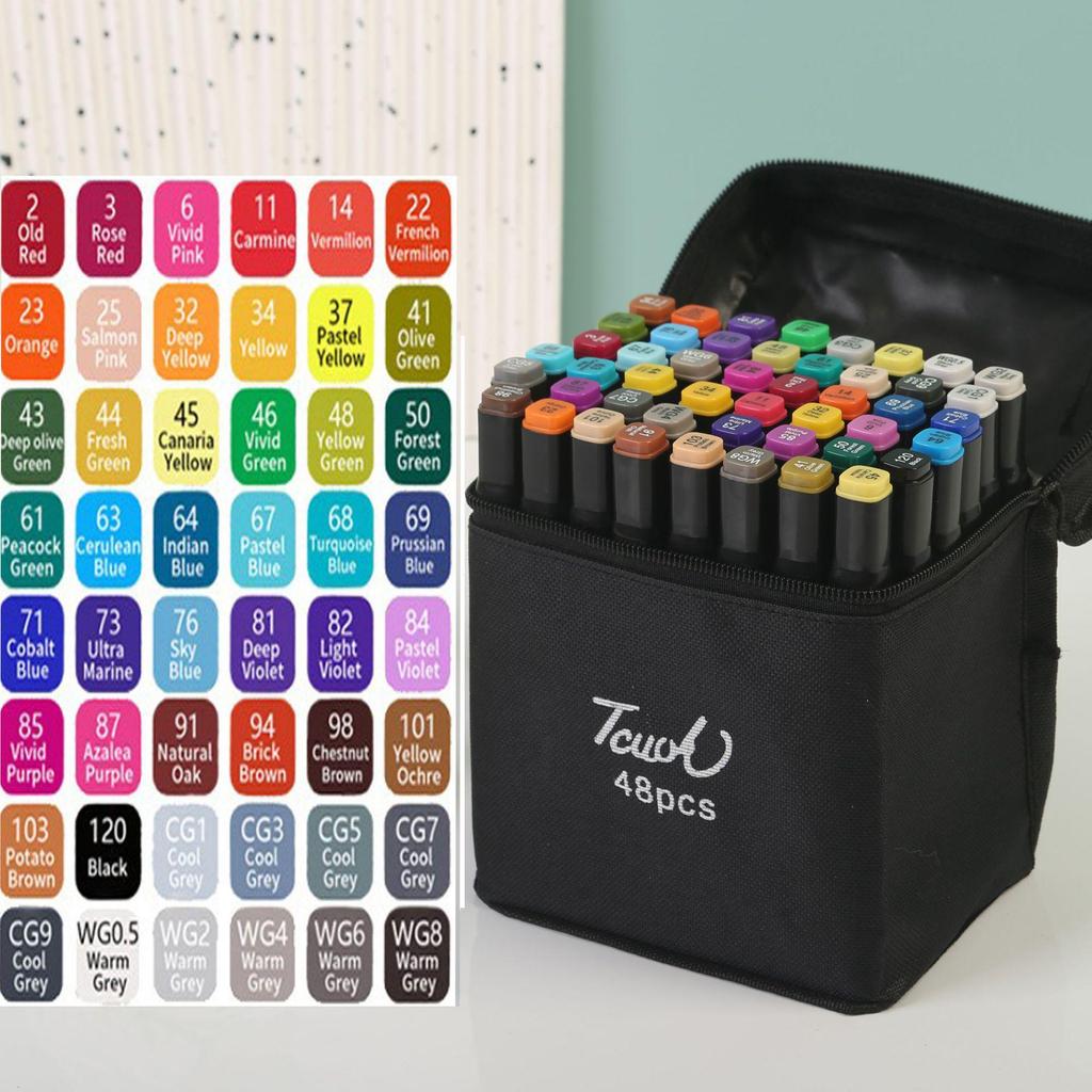48-цветные спиртовые маркеры с двумя наконечниками: Быстросохнущие кисти на масляной основе для детей и студентов