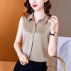 Elegant Ladies Shirts Temperament Commuter Career Satin Blouse Women Undershirt Shirt Sleeveless Loose Lapel White Blouse