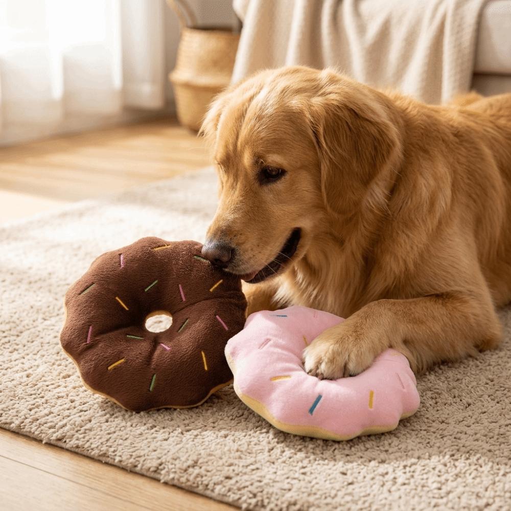 Plush Surface Plush Donut Toy Bite Resist Texture Puppy Play Toy Daily Pet Entertainment