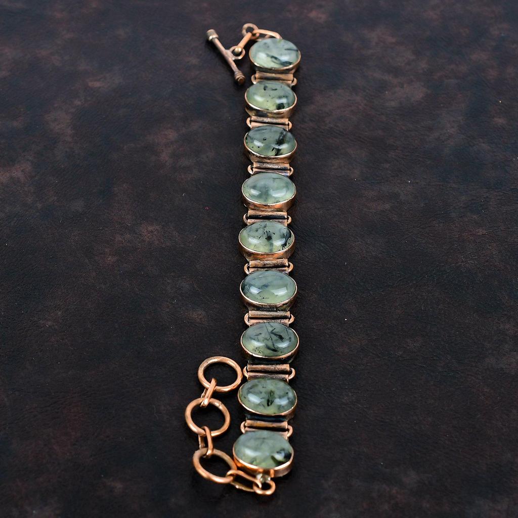 Браслет из мохового пренита, медный браслет, браслет с регулируемой цепочкой, украшения ручной работы, браслет из натурального камня, медные украшения, подарки на помолвку