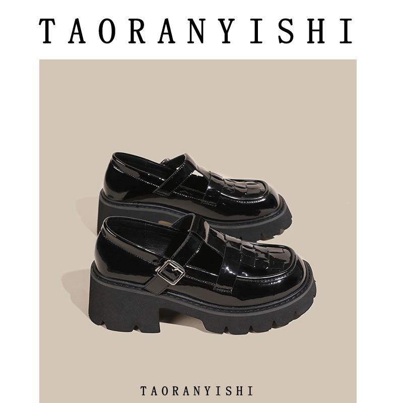 Осень новые туфли в студенческом стиле на толстом каблуке, на высоком каблуке, на толстой подошве, с круглым носком, в стиле ретро Мэри Джейн, женские, женская обувь большого размера -4